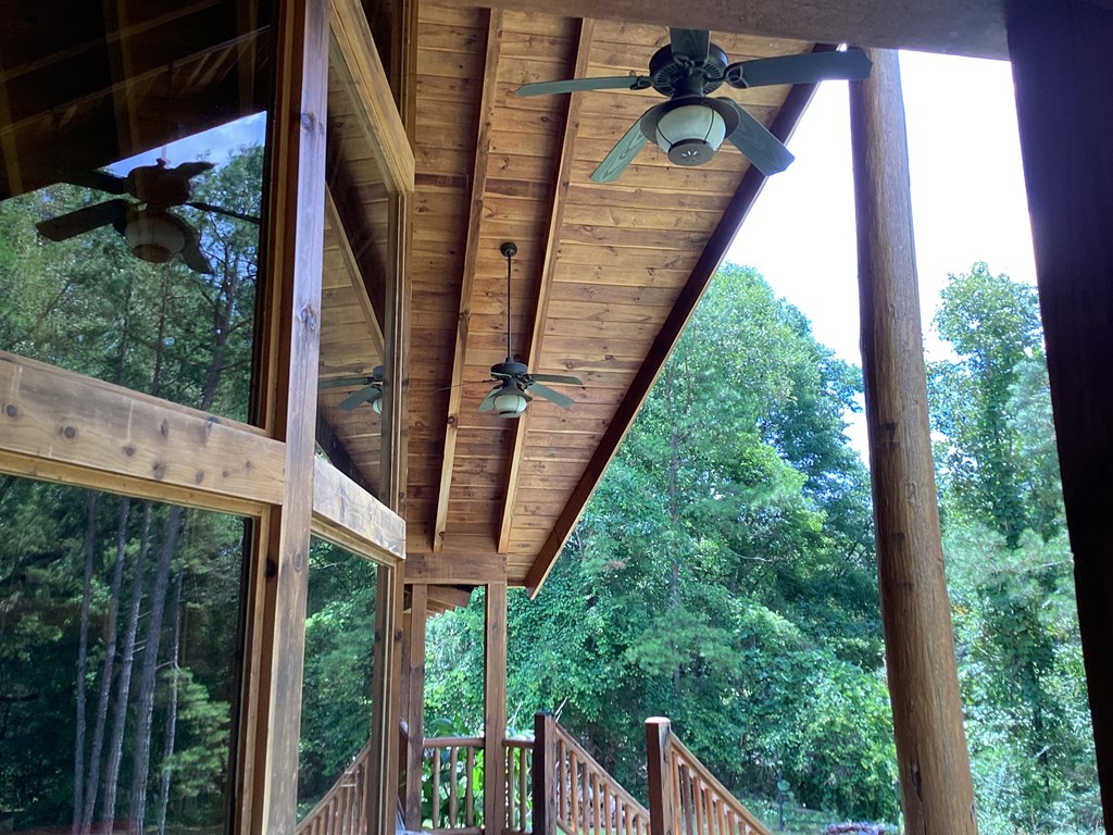 Back porch with ceiling fans